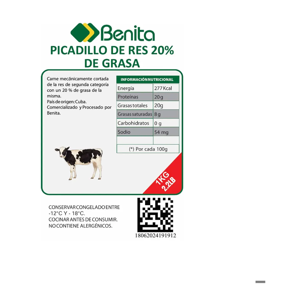 Picadillo de res con 20 % de grasa Benita (1 kg / 2.2 lb) - Thumbnail 4