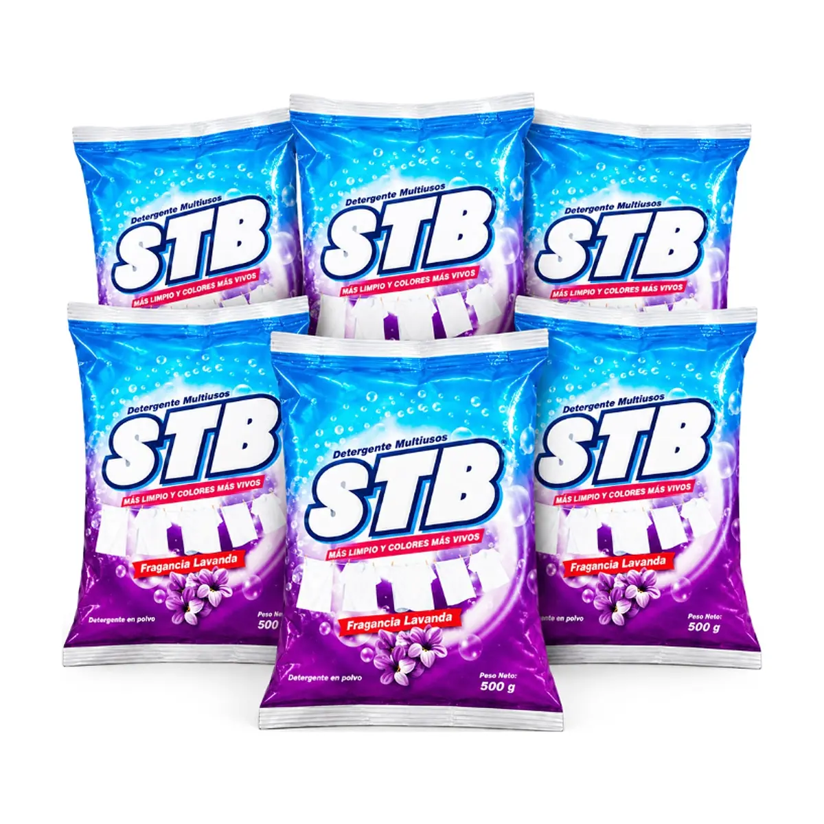 Detergente en polvo multiusos con fragancia a lavanda STB (6 x 500 g / 1.1 lb)