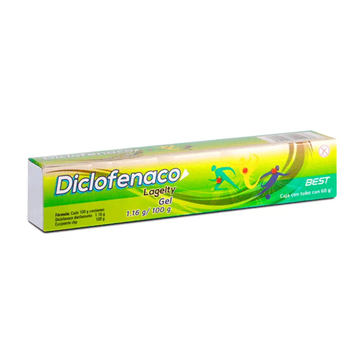 Lagelty gel. Gel de Diclofenaco 1.16 g/ 100 g (60 g / 3.52 oz)