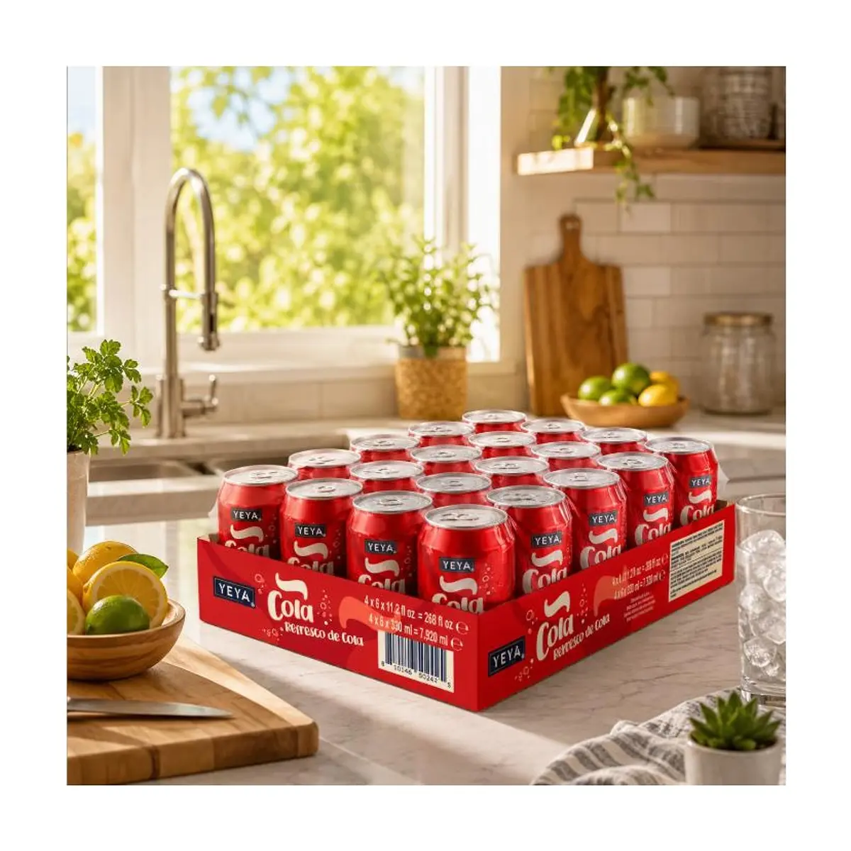 Caja de refresco gaseado de cola YEYA (24 x 330 ml) - Thumbnail 4