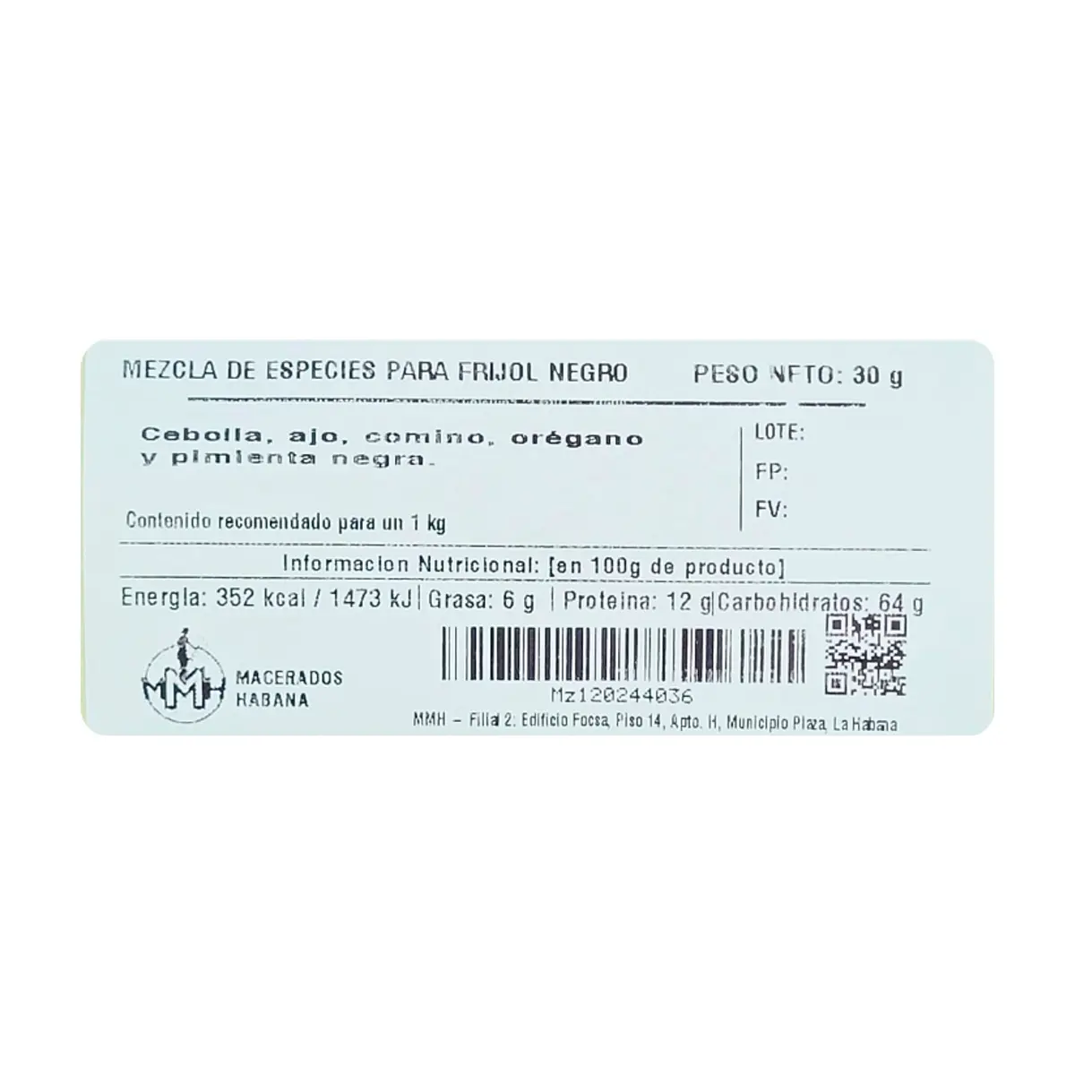Mezcla de especias para frijol negro Macerados Habana (30 g / 1.06 oz) - Thumbnail 2