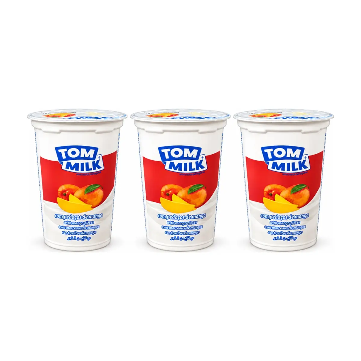 Yogurt pasteurizado sabor mango con trocitos de frutas Tom Milk (3 x 500 g / 1.10 lb)