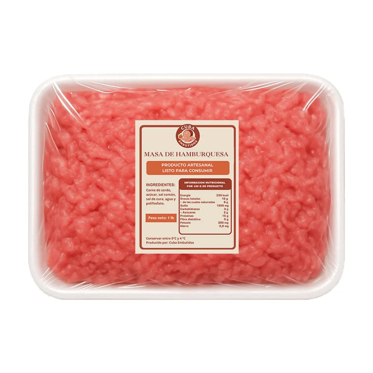 Masa de hamburguesa especial Cuba Embutidos (454 g / 1 lb)