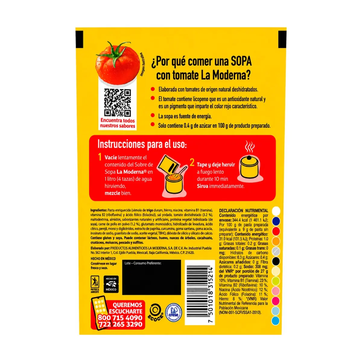Sopa de fideos con tomate y pollo La Moderna (100 g / 3.52 oz) - Thumbnail 3