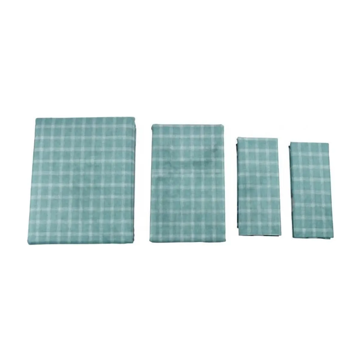 Juego de sábanas Full Size de cuatro piezas con diseño de cuadros sobre fondo verde Solla Home - Miniatura 1