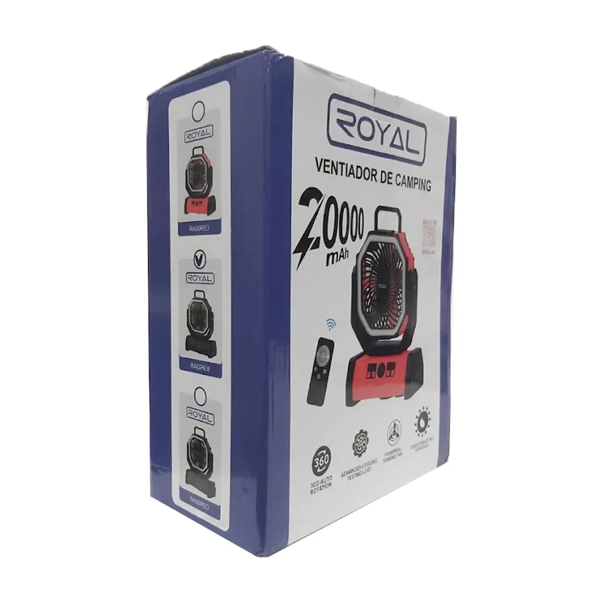 Ventilador recargable portátil con luz led color negro RA65REB Royal - Thumbnail 3
