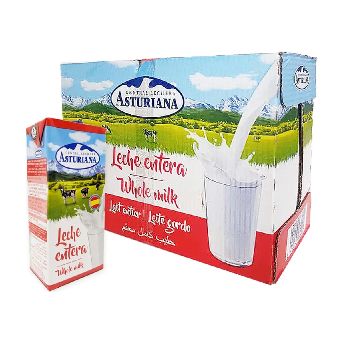 Caja de leche UHT entera Asturiana (6 x 1 L) - Imagen 1