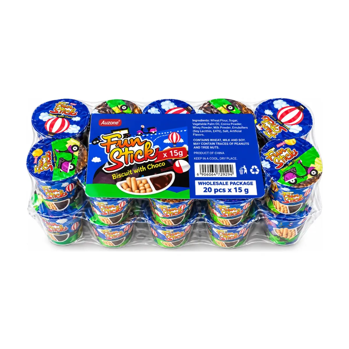 Palitos de galleta con crema de chocolate Ausome (20 x 15 g)