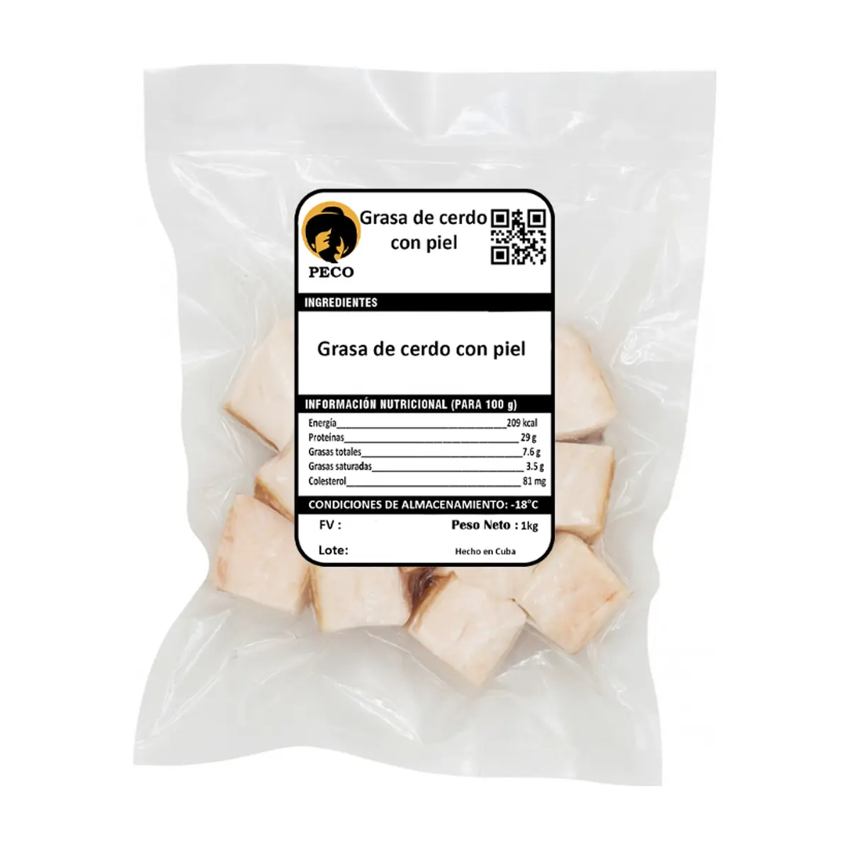 Grasa de cerdo con piel Peco (1 kg / 2.2 lb) - Miniatura 2