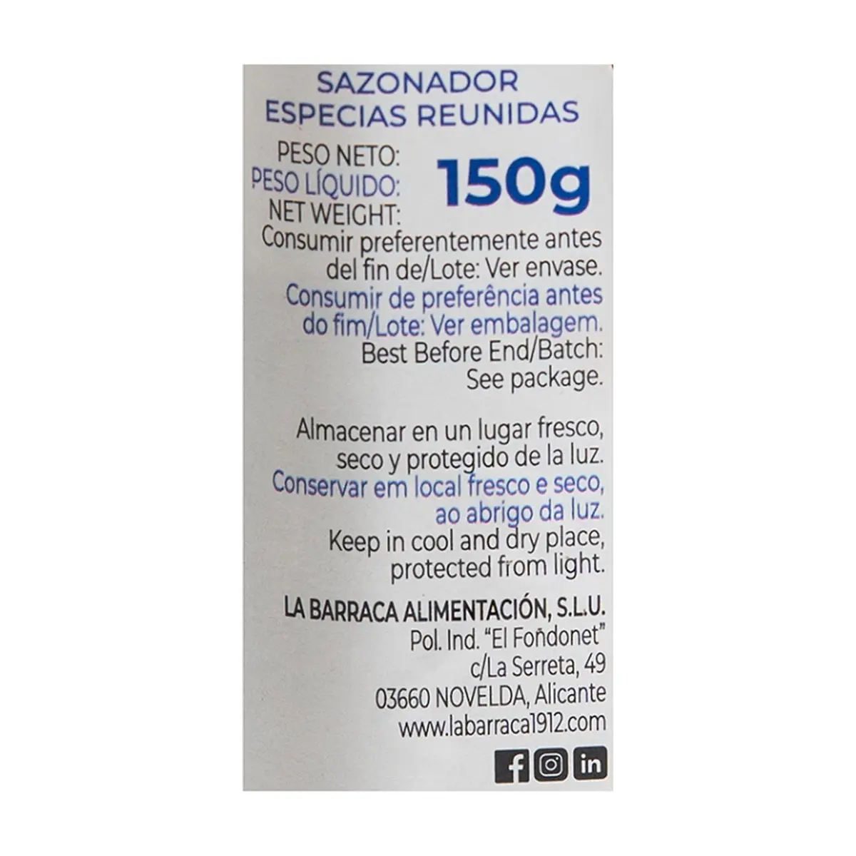 Sazonador de especias reunidas La Barraca (150g / 5.29 oz) - Thumbnail 3