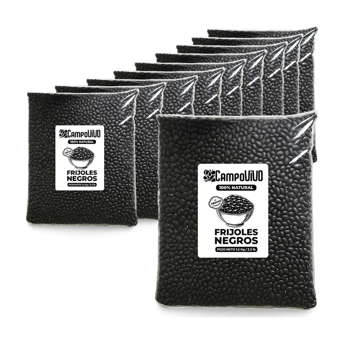 Frijoles negros Campo Vivo (10 x 1.5 kg / 3.3 lb)