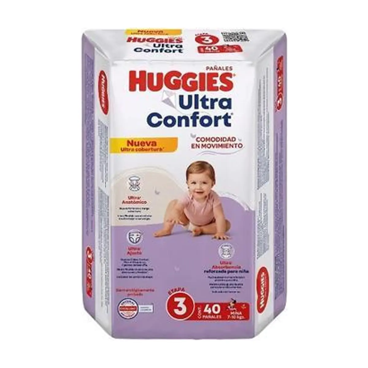 Pañal Desechable Etapa 3 para Niña (40 u) HUGGIES