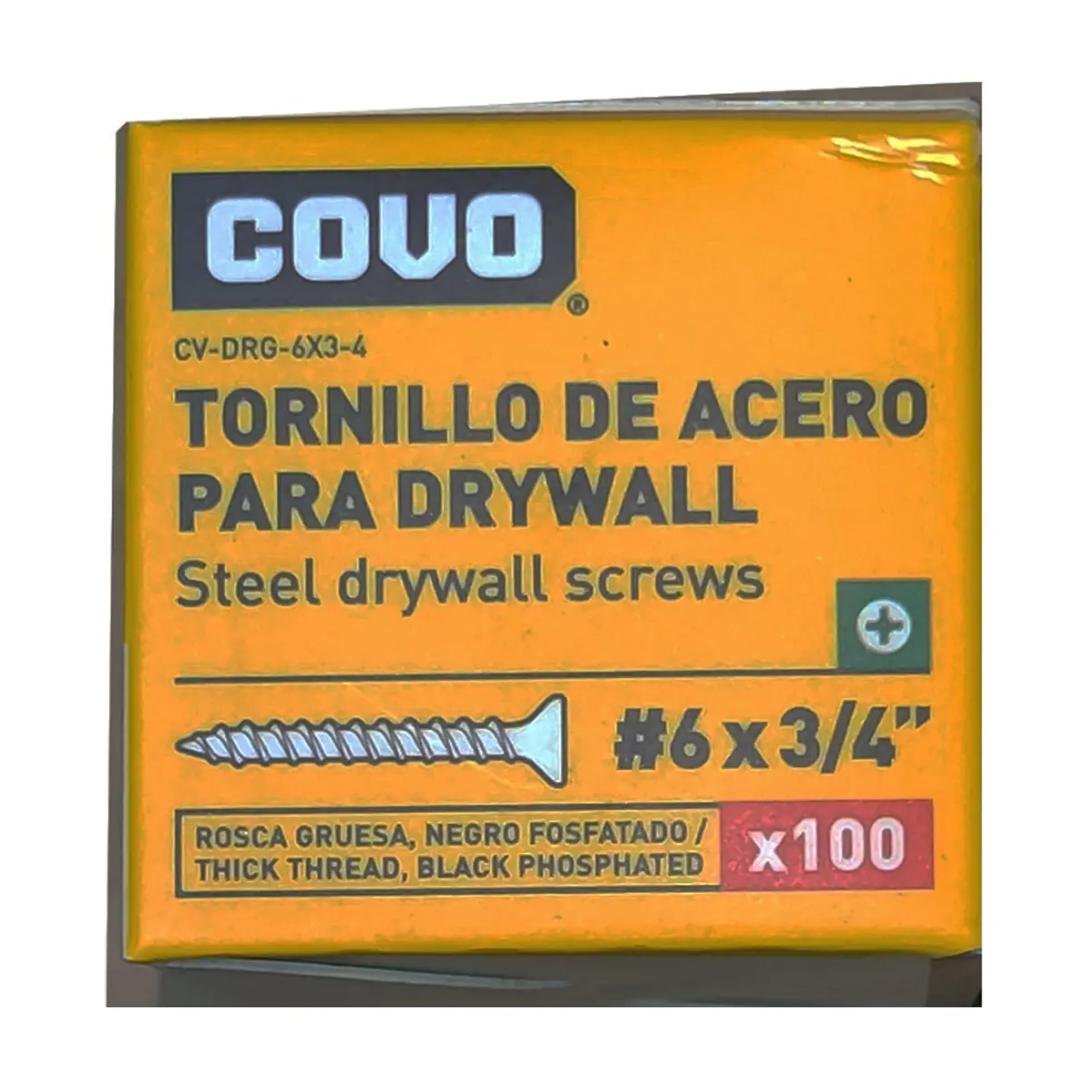 Caja de 100 tornillo de acero para paneles de yeso - pladur o drywall - #6 x 3/4" Covo - Thumbnail 9