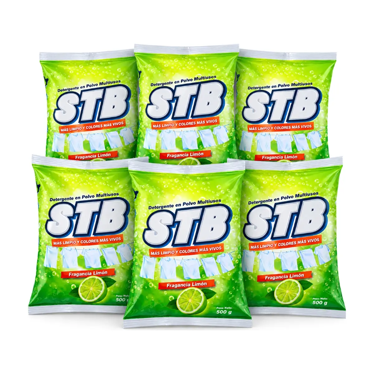 Detergente en polvo multiusos con fragancia a limón STB (6 x 500 g / 1.1 lb)