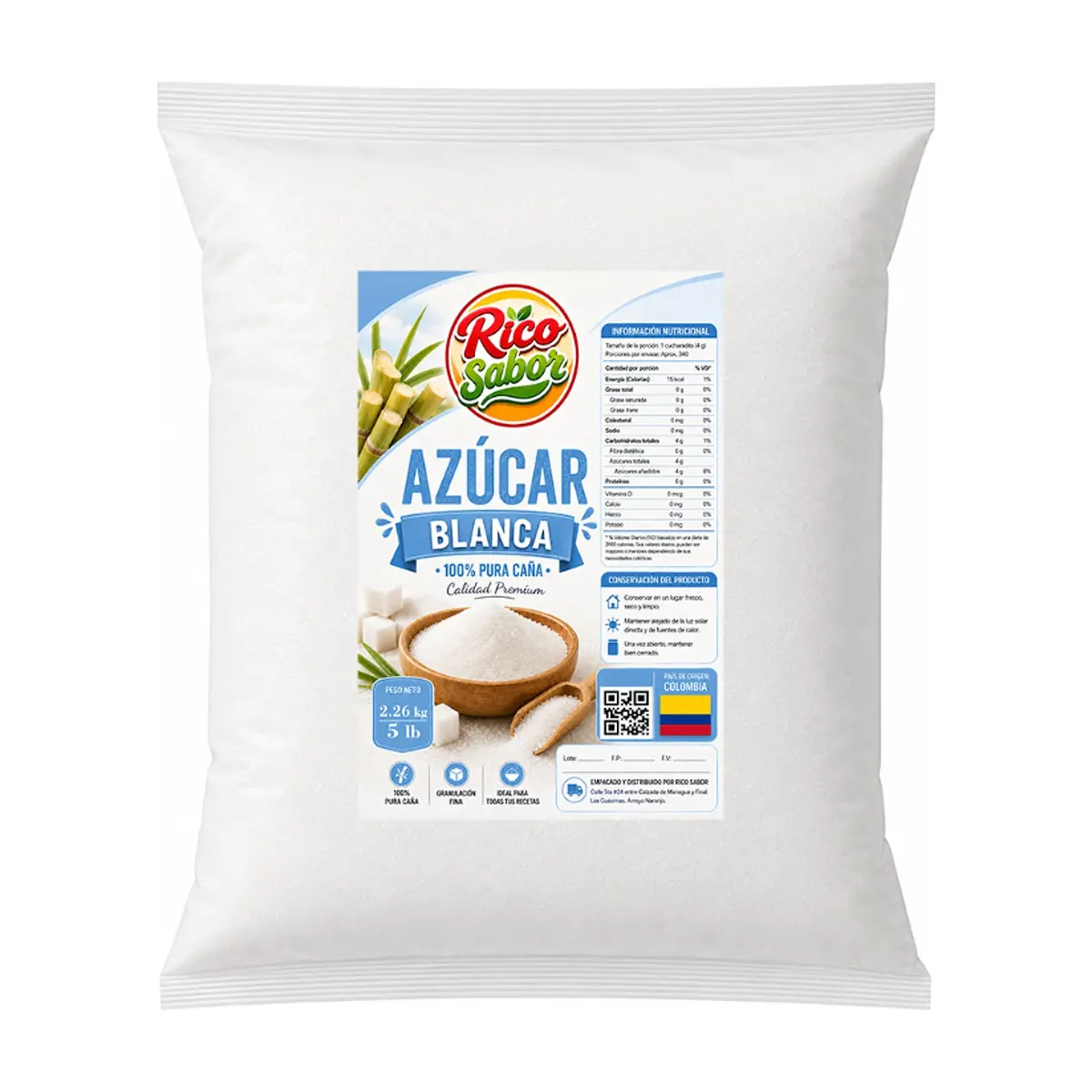 Azúcar blanca Rico Sabor (2.26 kg / 5 lb)