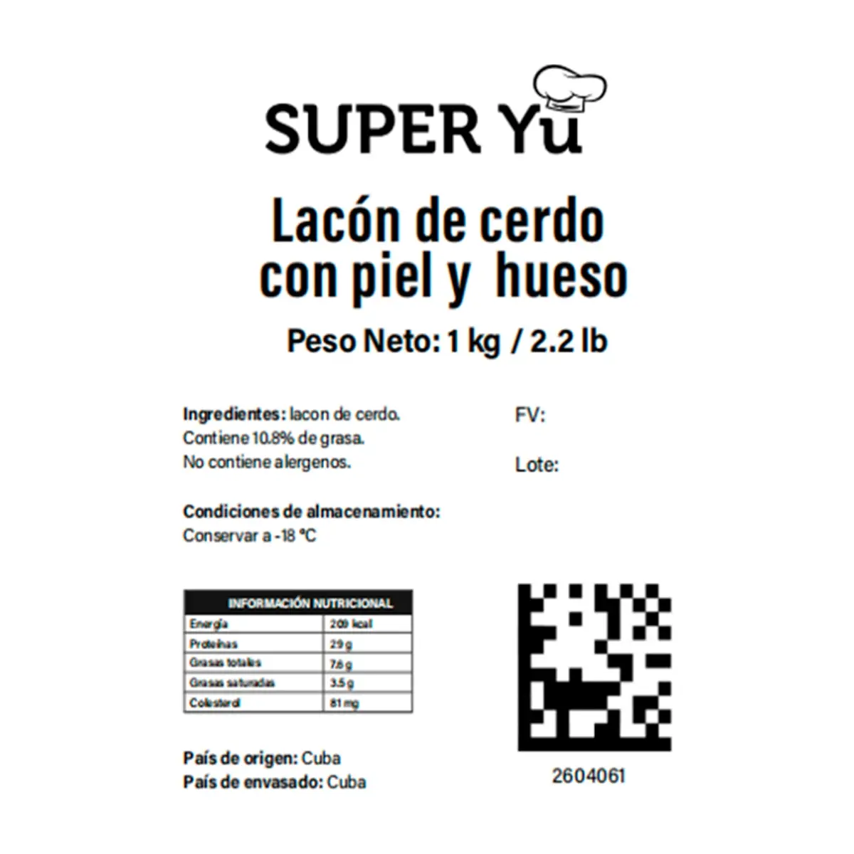 Lacón de cerdo con piel y hueso Super Yu (1 kg / 2.2 lb) - Miniatura 4