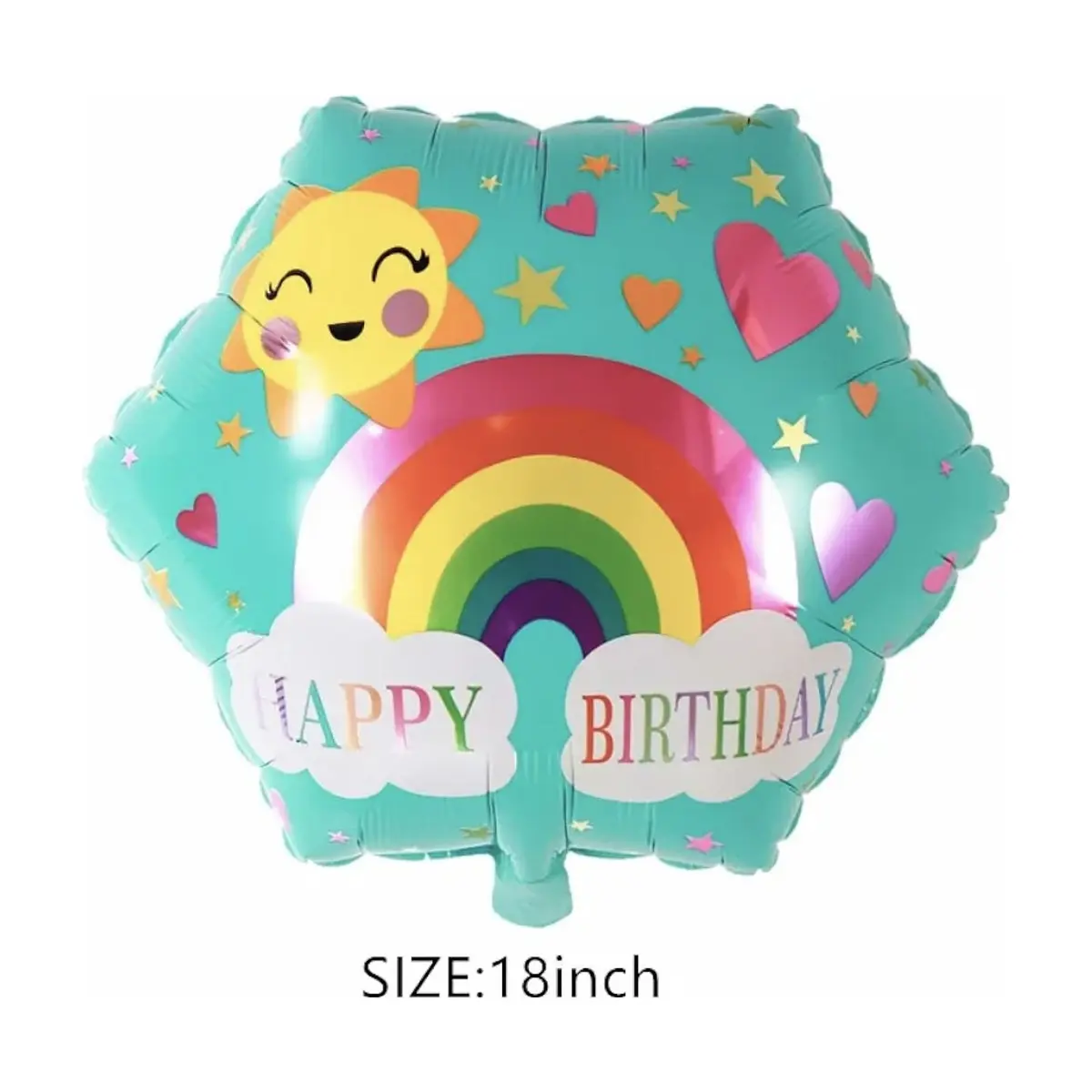 Globo de 18" hexagonal Happy birthday Balloon - Thumbnail 4
