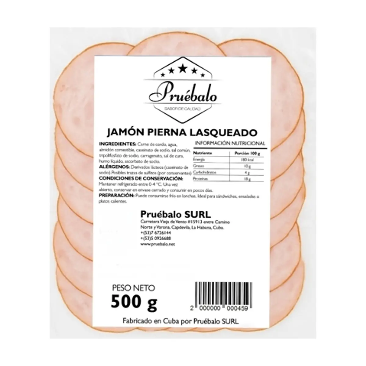 Jamón pierna prensada Pruébalo (500 g / 1.10 lb)