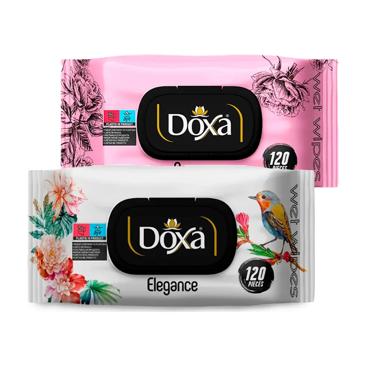 Combo de higiene #1: Toallitas húmedas Doxa Elegance + Toallitas húmedas Doxa Romance