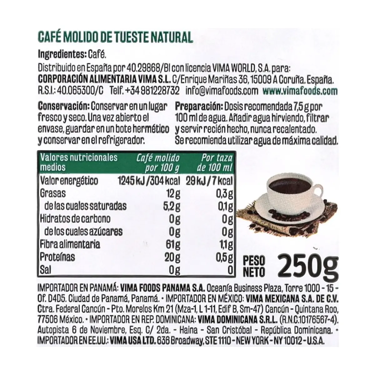 Café molido natural Vima Foods (250 g / 8.81 oz) - Thumbnail 8