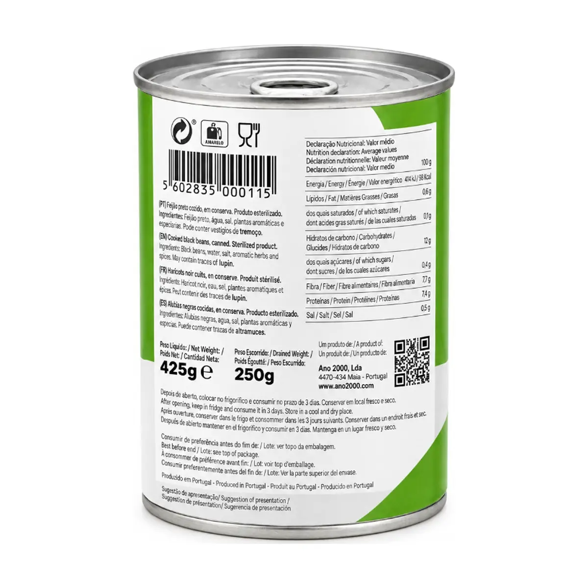 Frijoles negros cocidos Tom Food (12 x 425 g / 15 oz) - Thumbnail 3