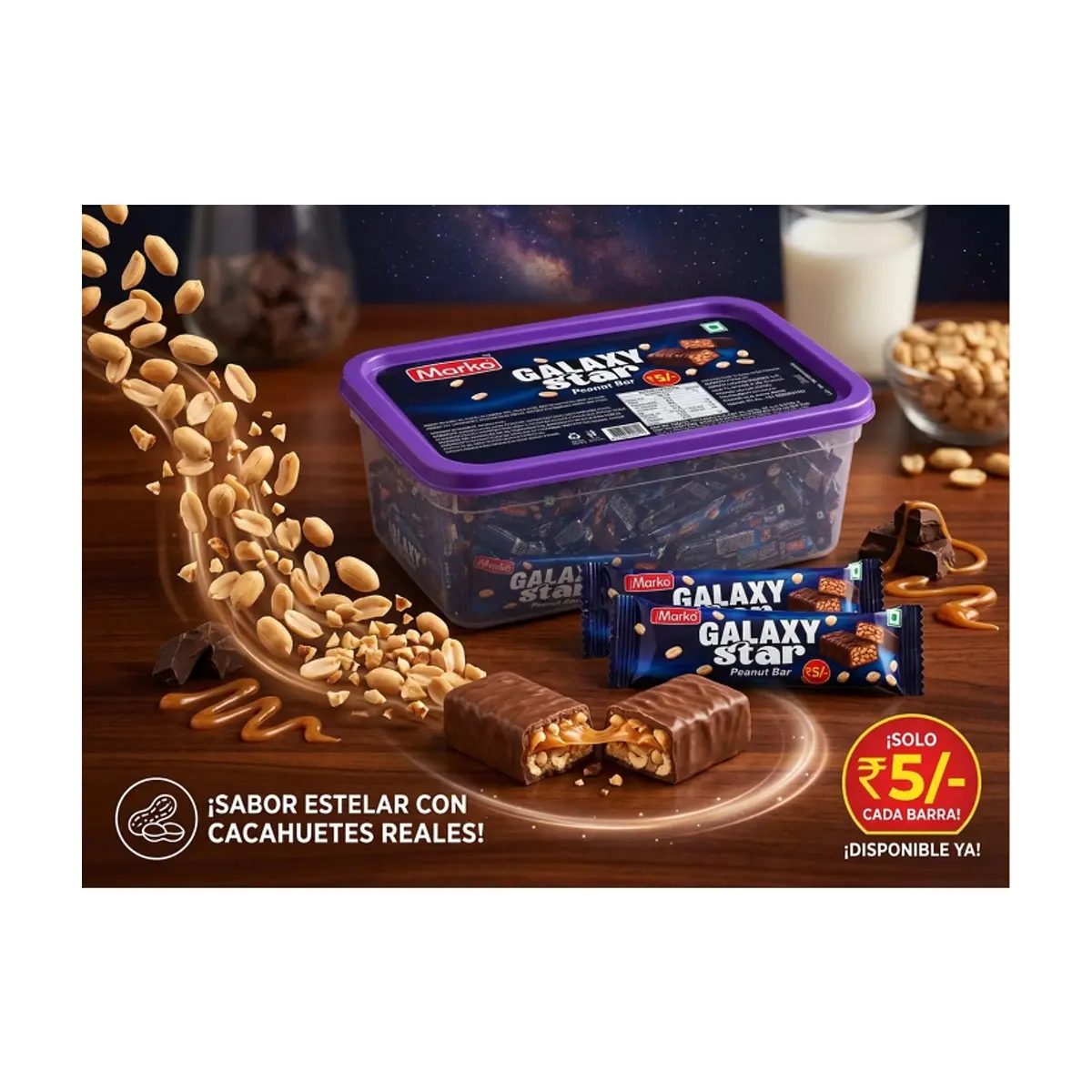 Chocolates rellenos de cacahuetes Galaxy Star Marko (30 x 13 g) - Thumbnail 4