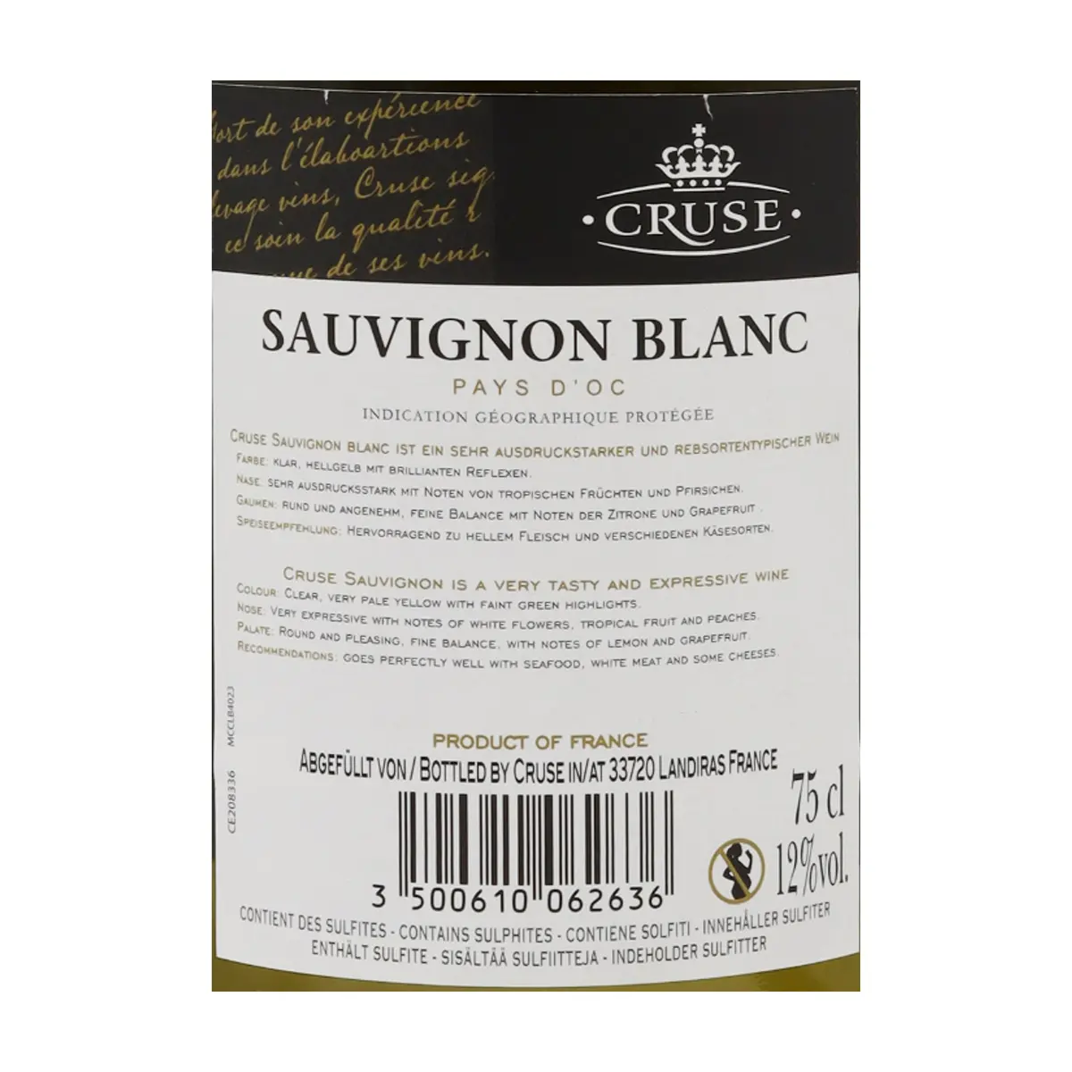 Vino blanco Sauvignon Blanc Cruse (750 ml) - Thumbnail 3