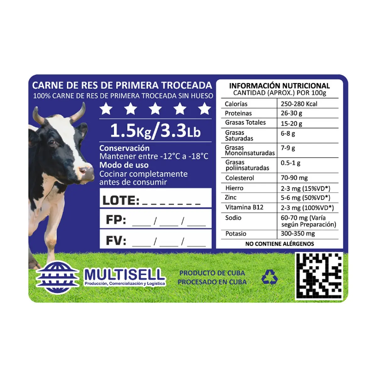 Carne de res de primera troceada Multisell (5 X 1.50 kg / 3.3 lb) - Miniatura 3