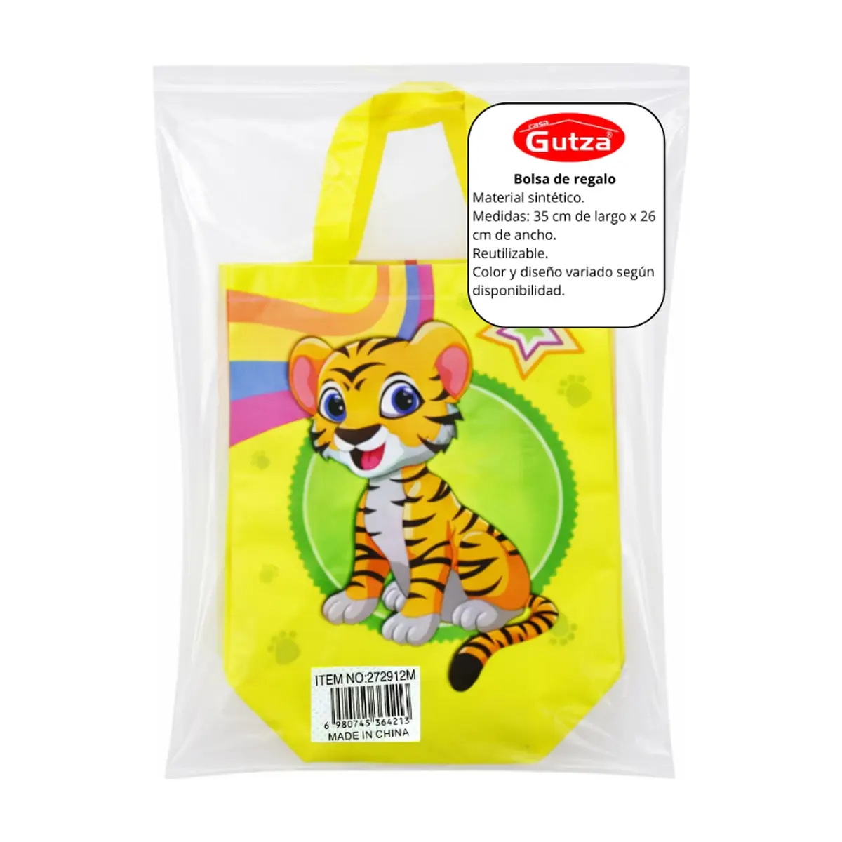 Bolsa de regalo amarilla con diseño de tigre Gutza - Thumbnail 3
