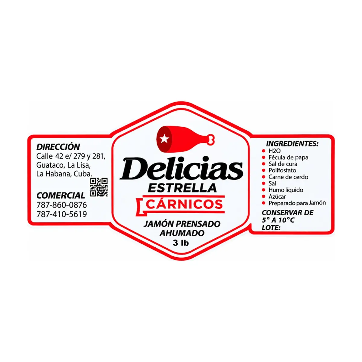 Jamón prensado ahumado malla roja Delicias Estrella (1.36 kg / 3 lb) - Thumbnail 2