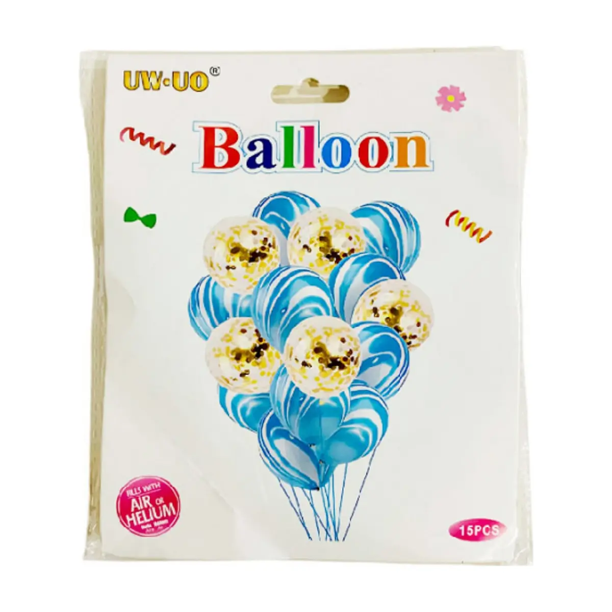 Set de globos redondos azules y dorados (15 U) - Thumbnail 3