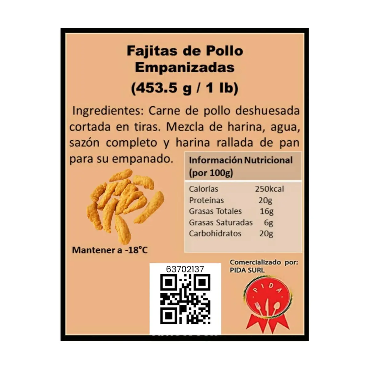 Fajitas de pollo empanizadas Pida (453.5 g / 1 lb) - Thumbnail 4