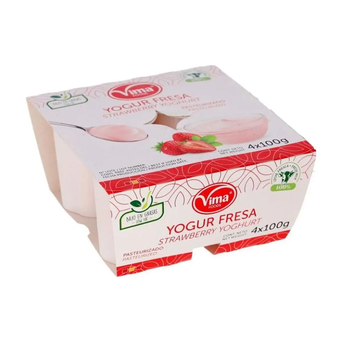 Yogurt pasteurizado de fresa azucarado Vima Foods (400 g / 14.11 oz) - Imagen 1