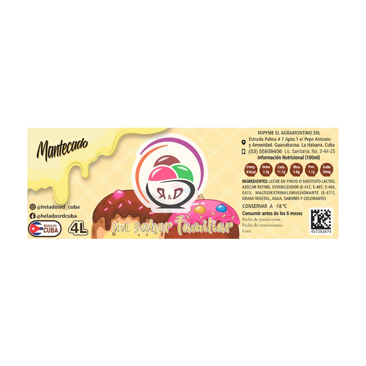 Helado sabor mantecado R&D (4 L) - Thumbnail 3
