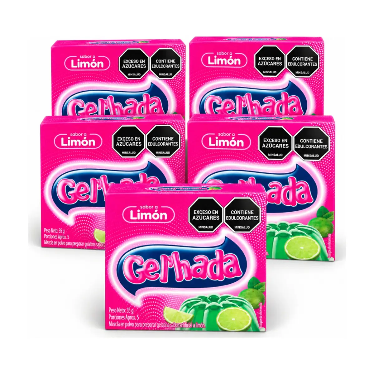 Gelatina sabor limón Gel´hada (5 x 35 g / 1.23 oz)