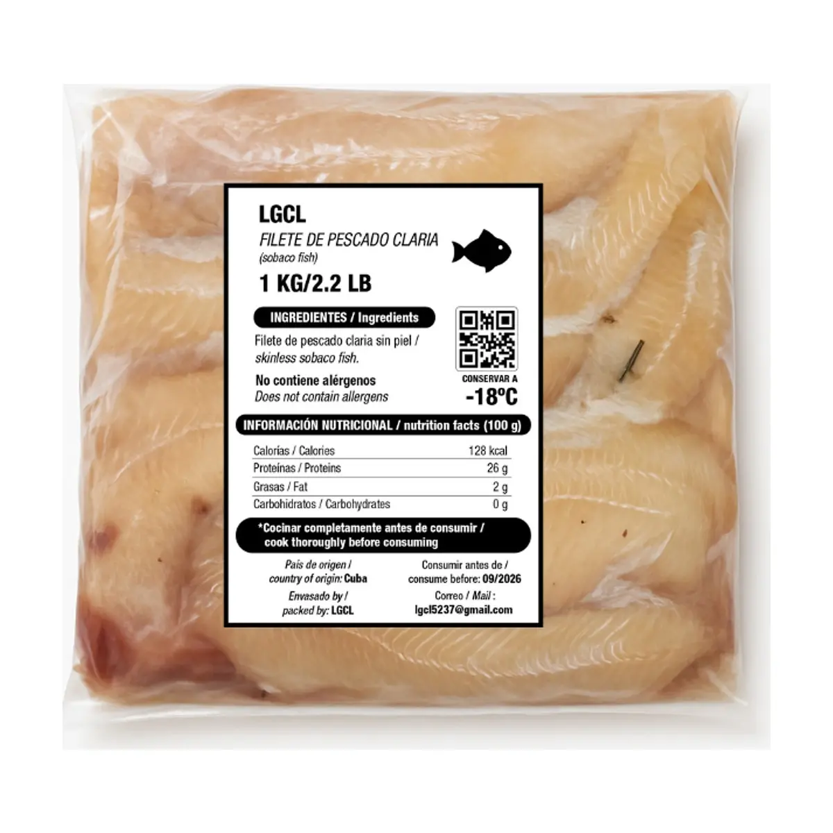 Filete de pescado Claria sin piel LGCL (1 kg / 2.2 lb) - Miniatura 2