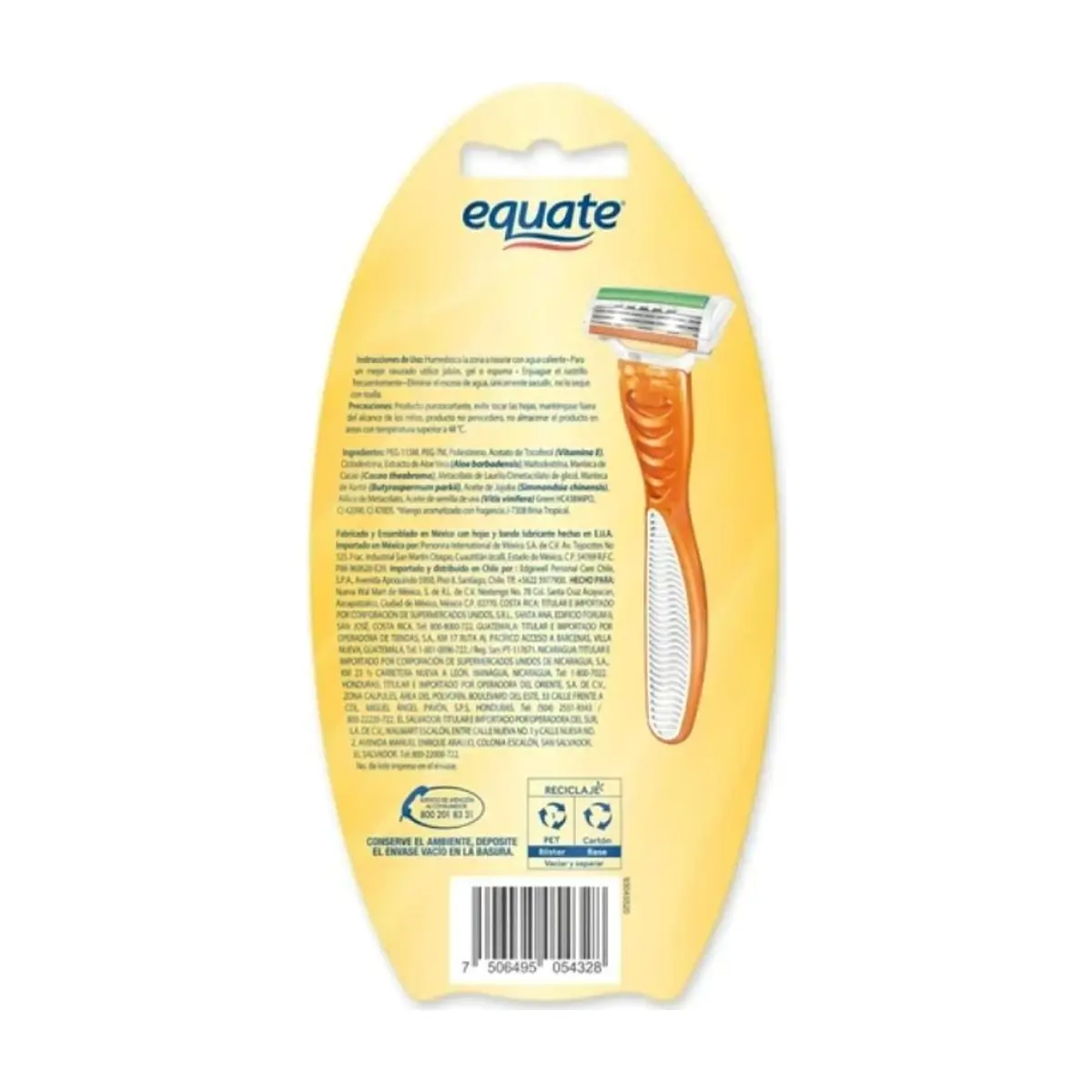 Maquinillas de afeitar desechables 3 hojas con aroma brisa tropical Equate (2 U) - Thumbnail 2