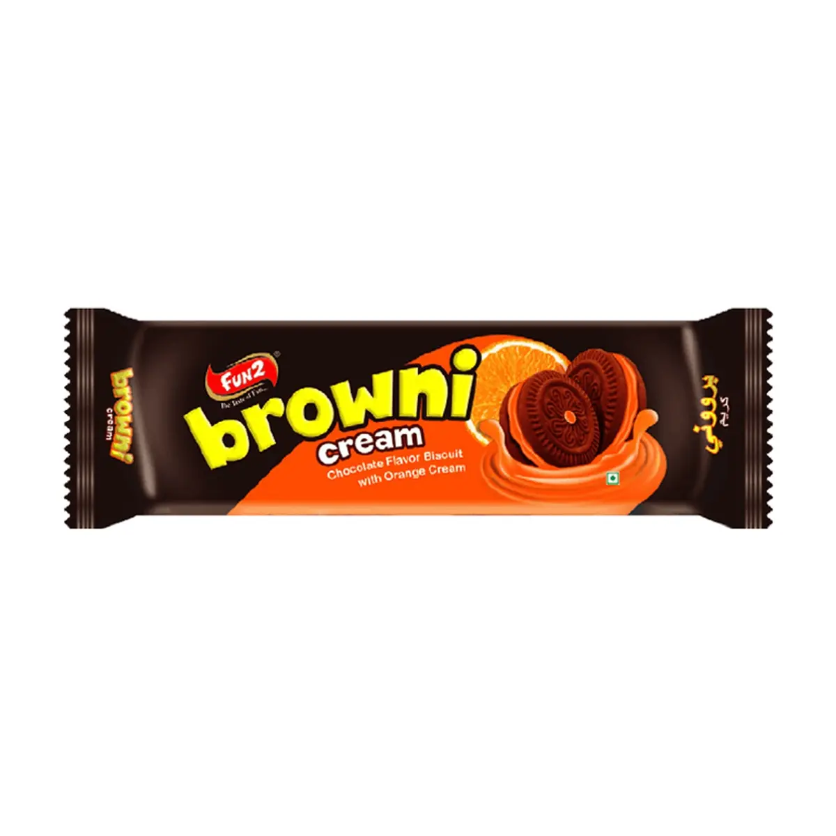 Galletas de chocolate rellenas con crema sabor naranja Browni Cream Fun2 (55 g / 1.94 oz)