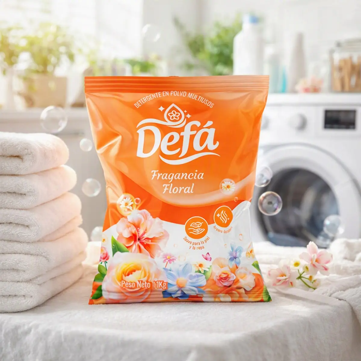 Detergente en polvo multiusos fragancia floral Defá (6 x 1 kg / 2.2 lb) - Thumbnail 5