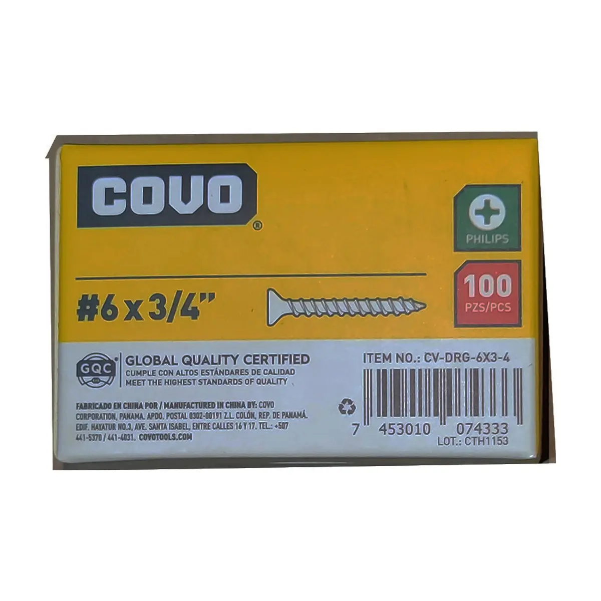 Caja de 100 tornillo de acero para paneles de yeso - pladur o drywall - #6 x 3/4" Covo - Thumbnail 8