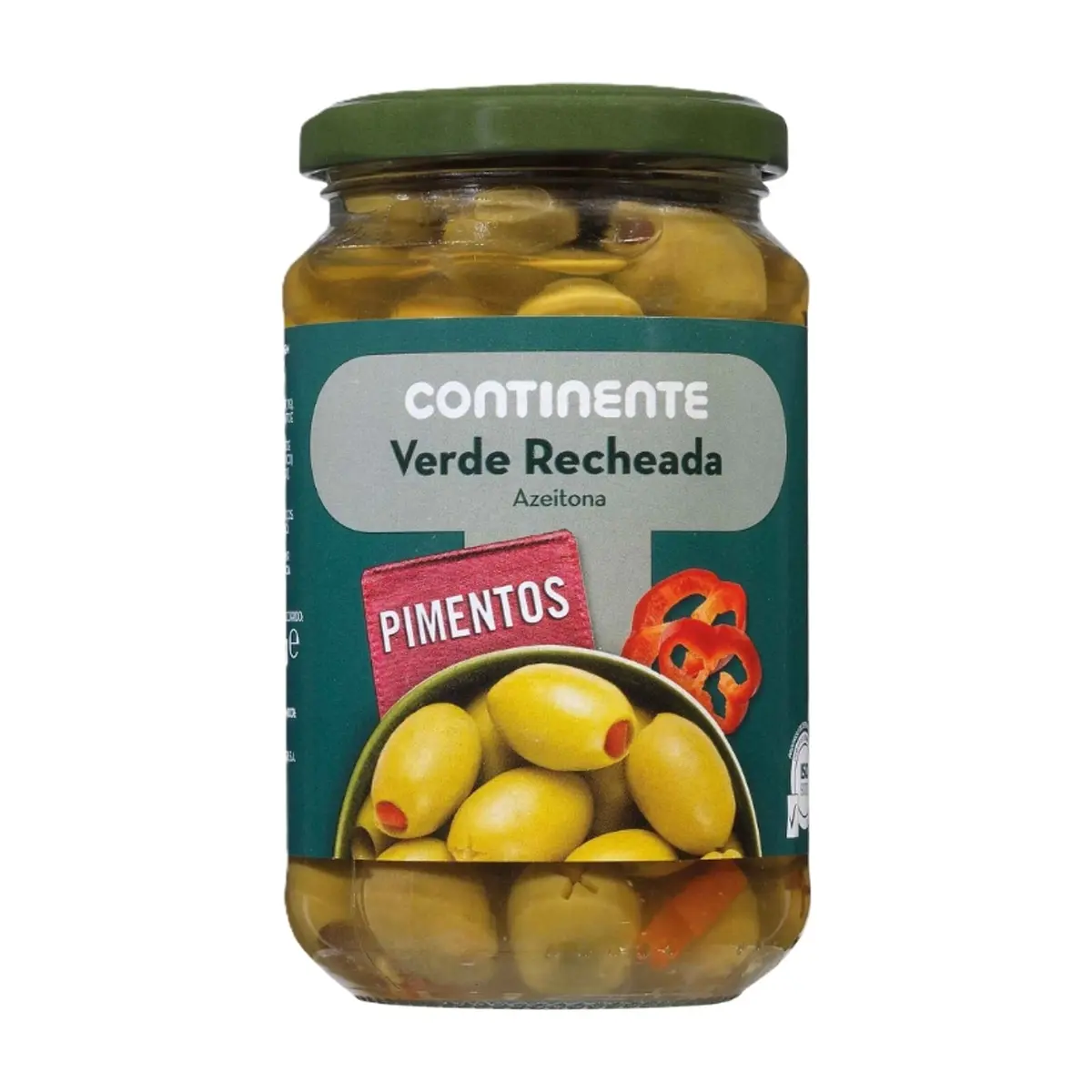 Aceitunas Verdes con Pimiento Continente (350 g / 12.35 oz)
