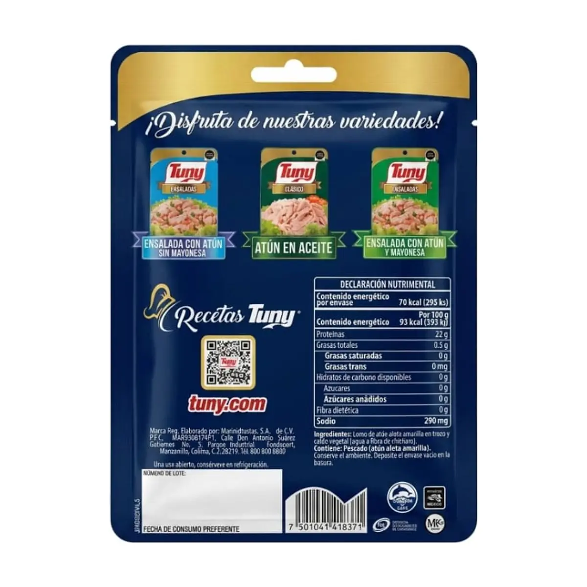 Atún aleta amarilla en trozos en agua Tuny (75 g / 2.64 oz) - Thumbnail 2