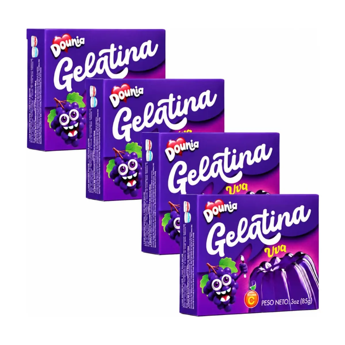 Gelatina con sabor a uva Dounia (4 x 85 g / 3 oz) - Miniatura 1