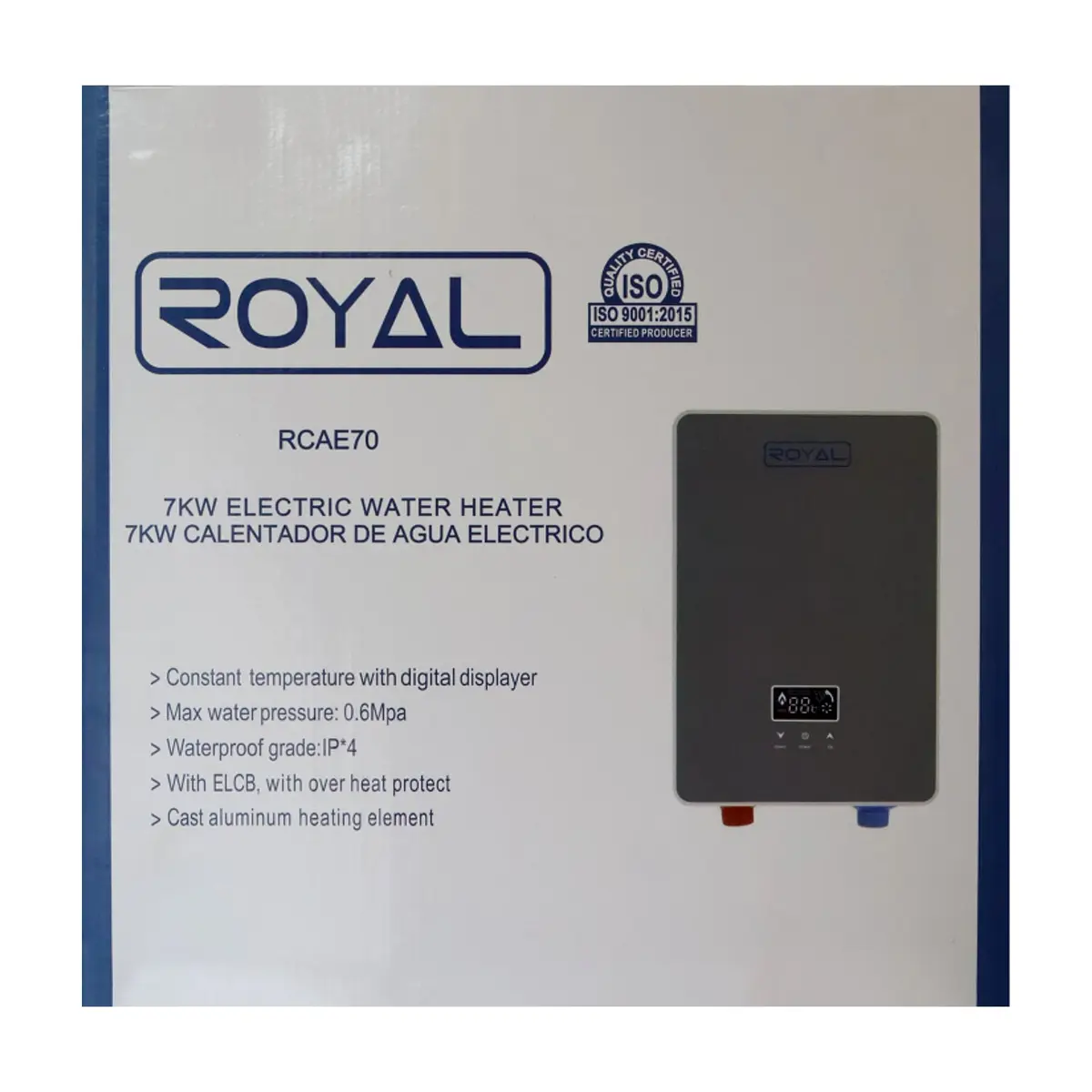 Calentador de agua eléctrico instantáneo 7 kW Royal RCAE70 - Thumbnail 2