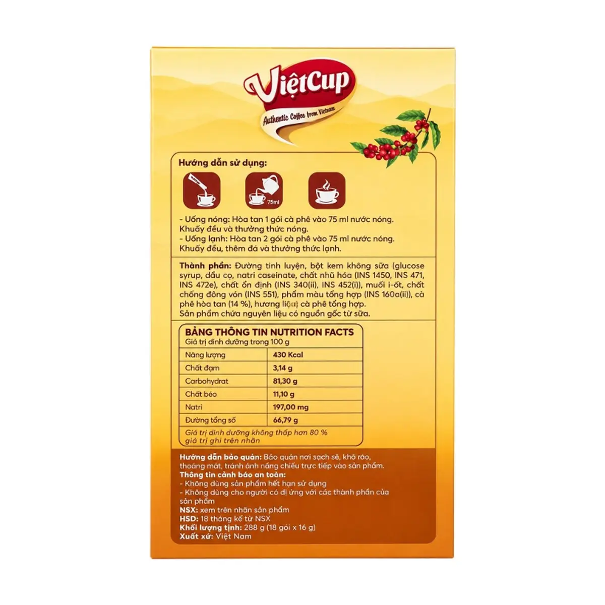 Café auténtico de Vietnam 3 en 1 VietCup (288 g / 10.15 oz) - Miniatura 2