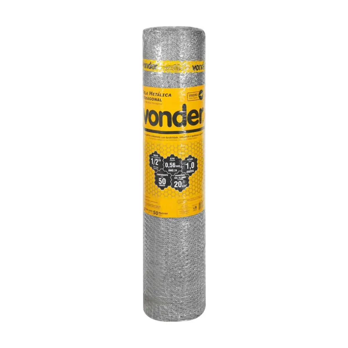 Malla hexagonal galvanizada 1/2" de apertura 1 m x 50 m Vonder