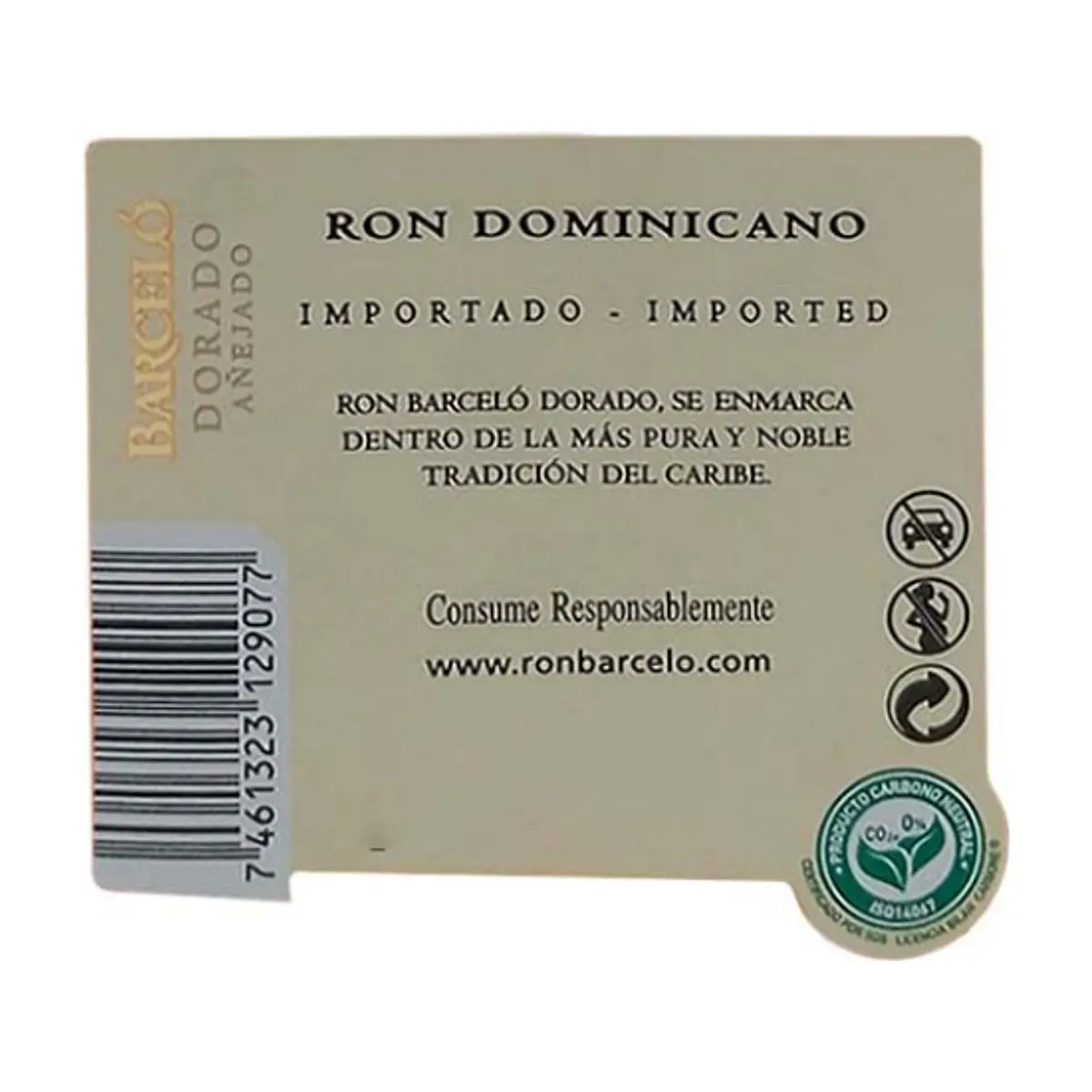 Ron dorado añejado 37.5 % vol Barceló (750 ml) - Thumbnail 2