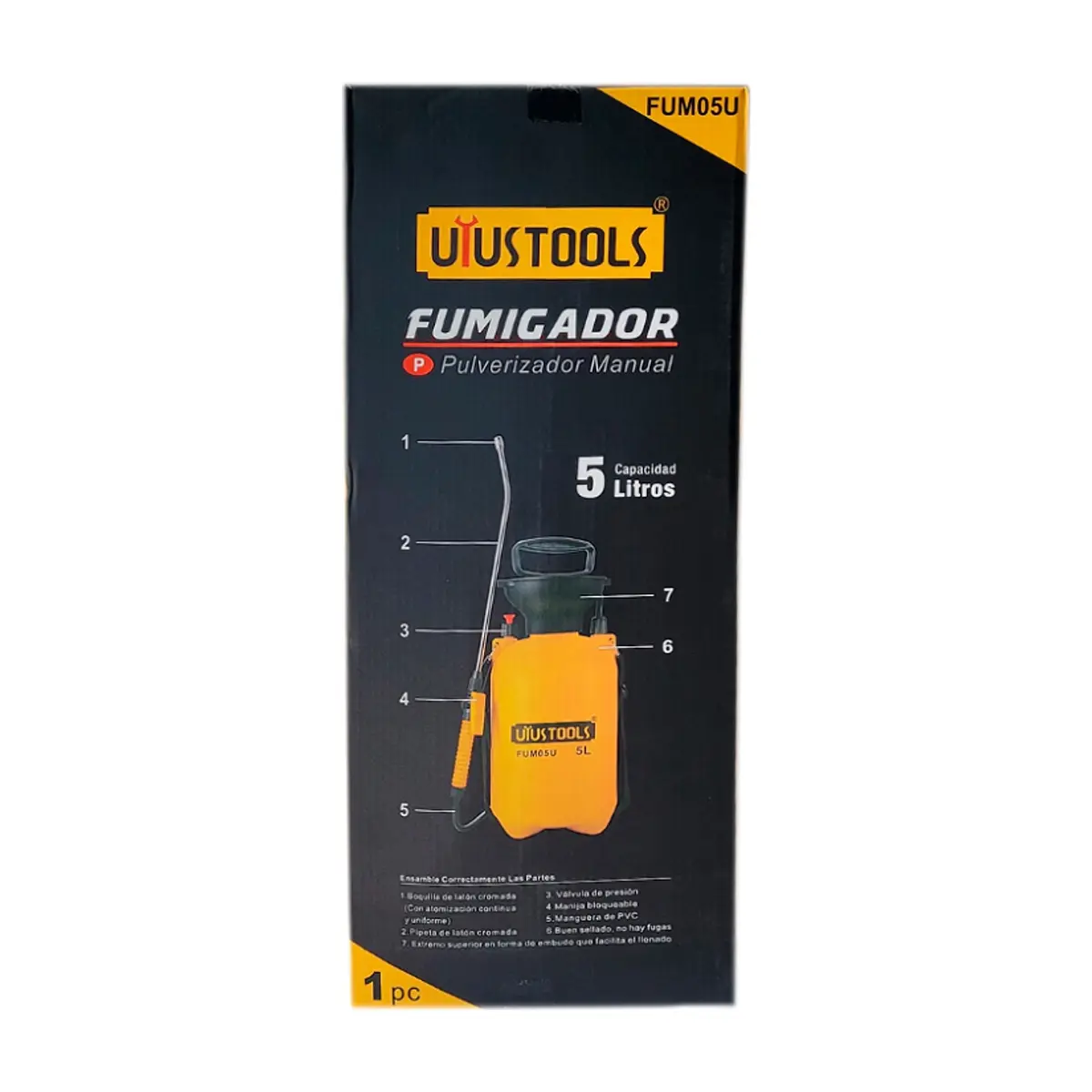 Fumigador manual tanque depósito bomba tipo mochila para fumigar 5 L Uyustools - Thumbnail 3