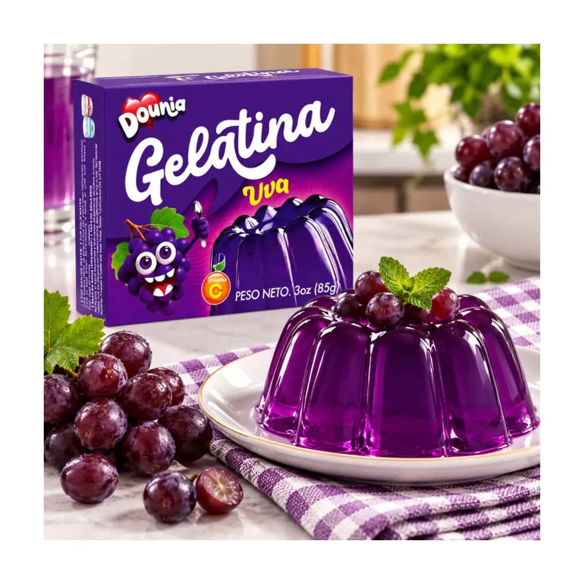 Gelatina con sabor a uva Dounia (12 x 85 g / 3 oz) - Miniatura 2