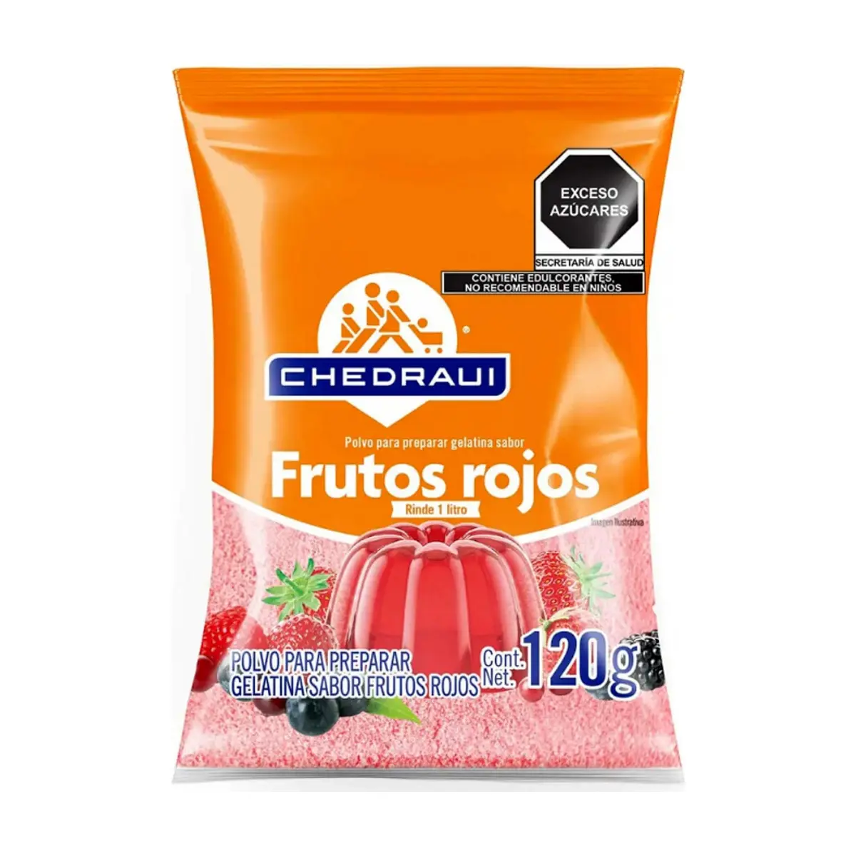 Polvo para preparar gelatina sabor frutos rojos Chedraui (120 g / 4.23 oz)